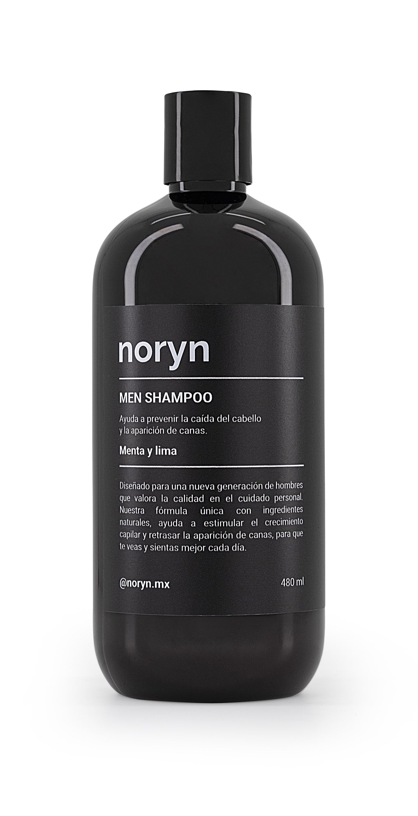 noryn Shampoo para Hombres 480 ml | Fórmula Natural, Prevención de Caída Cabello y Canas.