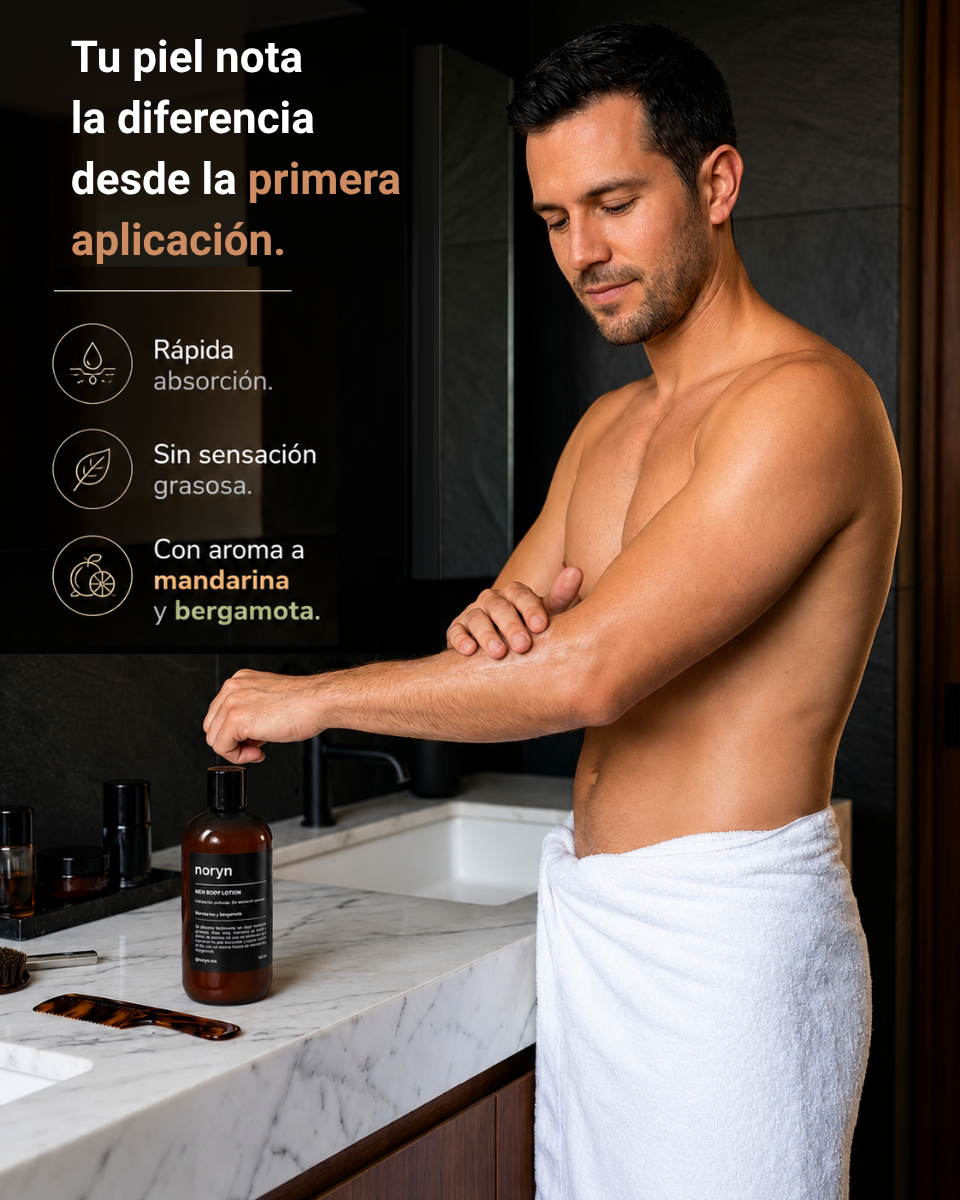 Crema Corporal para Hombre de Rápida Absorción 480 ml - Hidratación Profunda Sin Sensación Grasosa - Mandarina y Bergamota