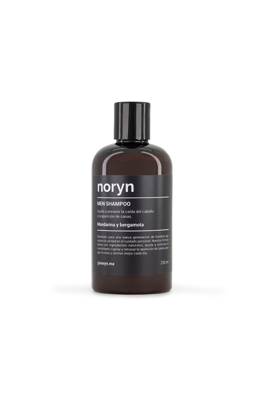 Shampoo para Hombres 250 ml. Fórmula Natural Mandarina y Bergamota. Prevención de Caída de Cabello  y Canas