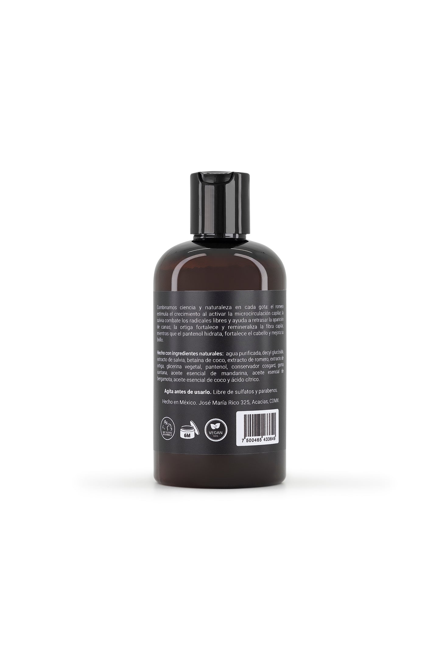 Shampoo para Hombres 250 ml. Fórmula Natural Mandarina y Bergamota. Prevención de Caída de Cabello  y Canas