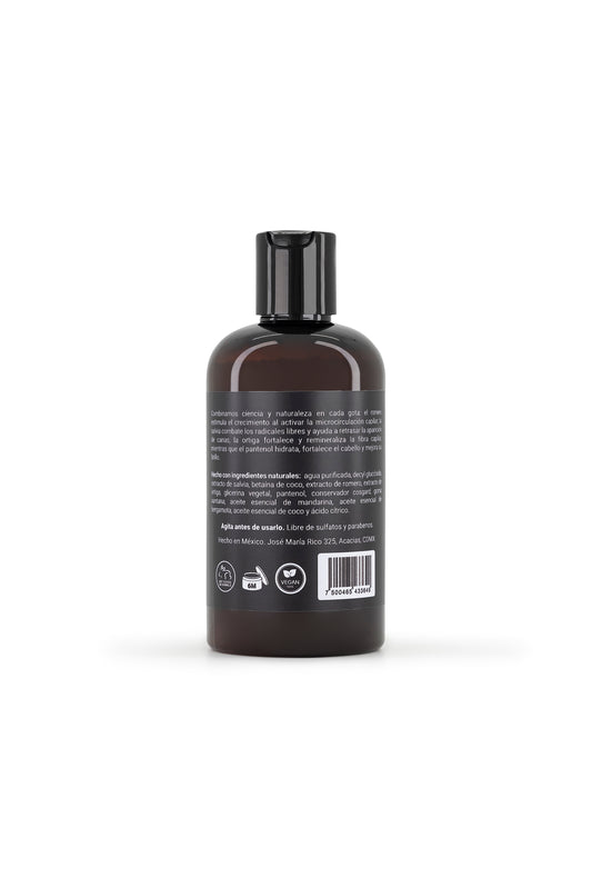 Shampoo para Hombres 250 ml. Fórmula Natural Mandarina y Bergamota. Prevención de Caída de Cabello  y Canas